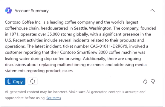 Screenshot for account summary.