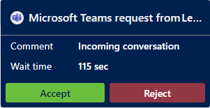 Teams chat representative notification.