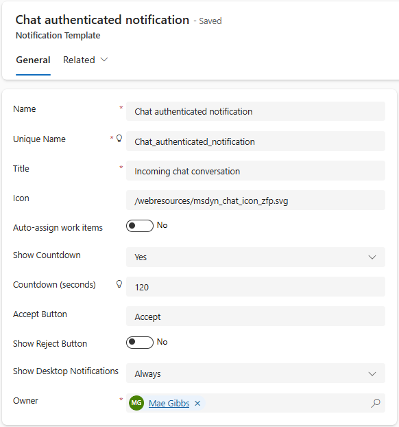 Create notification template.