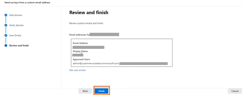 Review the information and select finish Review the information and select finish.