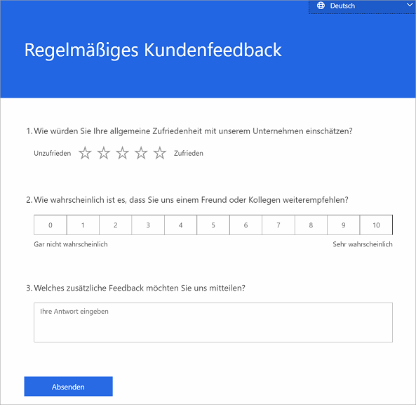 Translated survey Screenshot showing a translated survey.