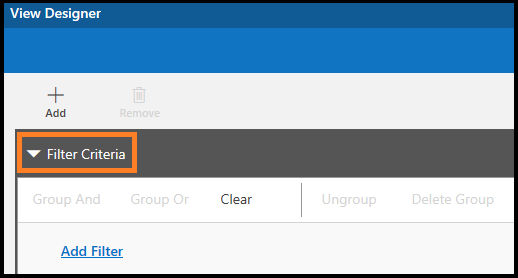 Set Filter Criteria.