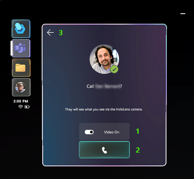 Call confirmation screen Call confirmation screen.