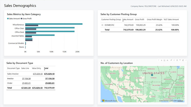 Screenshot of the Sales Demographics report