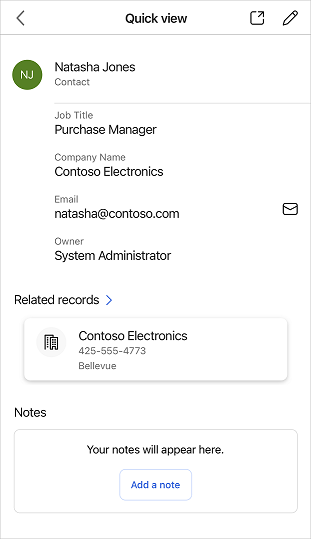 Quick view form of contact Quick view form of contact.