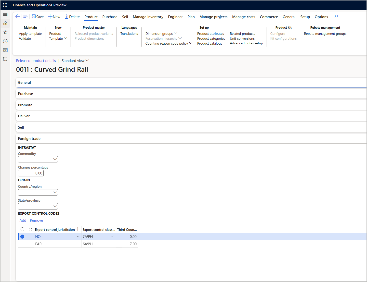 Export control settings for released products Export control settings for released products.