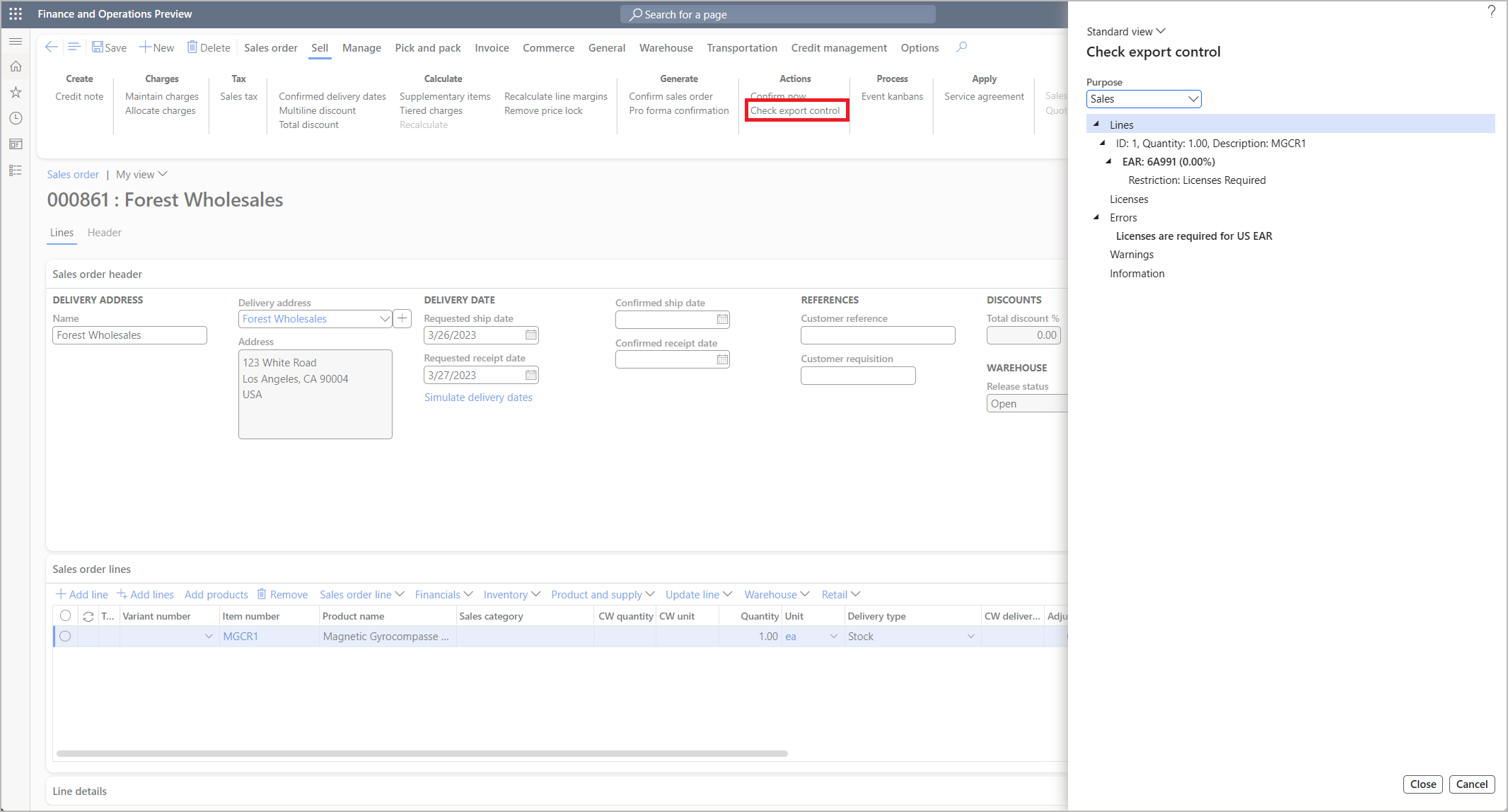 Check export control dialog box Check export control dialog box.