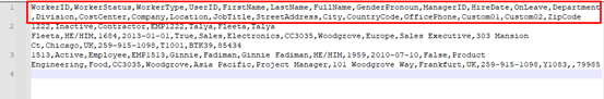 Screenshot of how to check CSV columns.