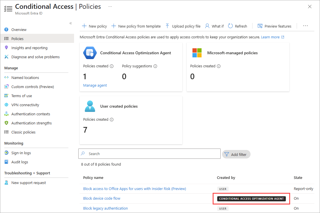 Screenshot of the details of a policy suggestion.