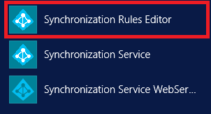 Screenshot that shows the Synchronization Rules Editor menu.