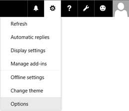 Options menu ___location in Outlook on the web.