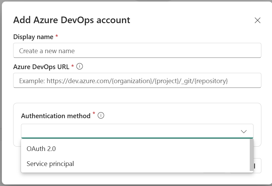 Screenshot of GitHub integration UI to add an account.
