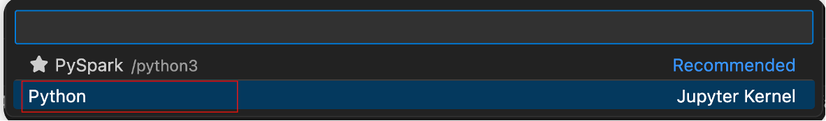 Screenshot showing how to select Python.