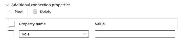 Screenshot showing additional connection properties for source.