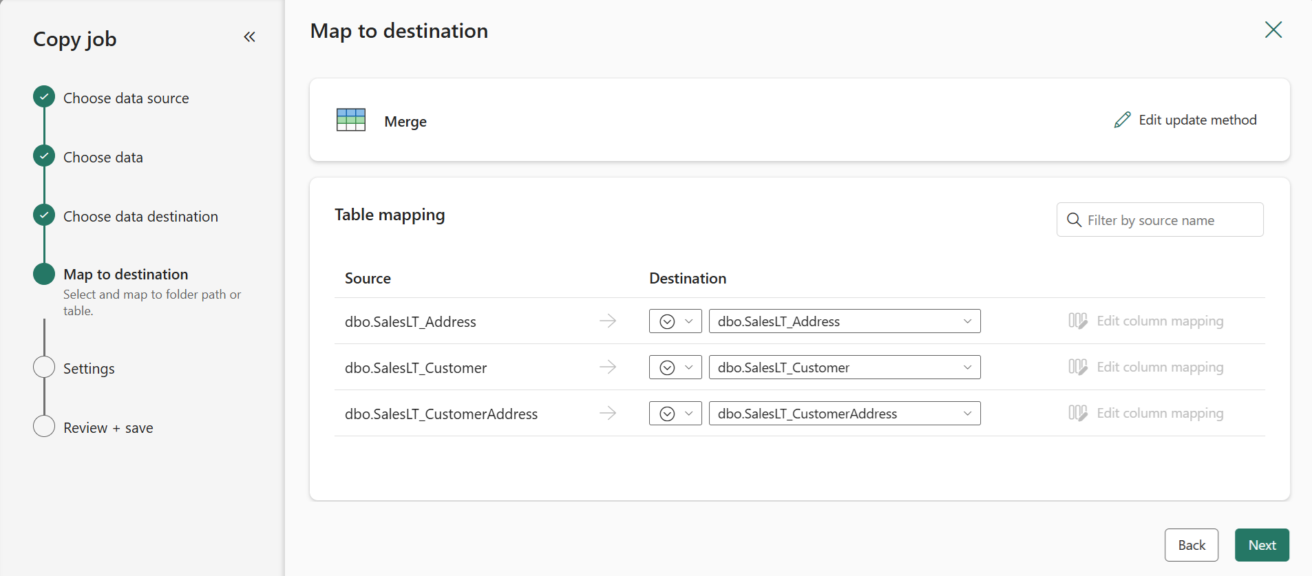 Screenshot showing the update method for CDC.