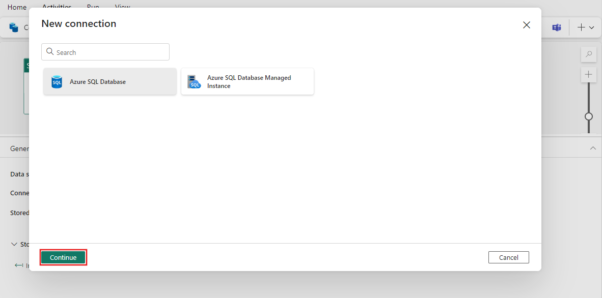 Screenshot showing where to choose the target source type.