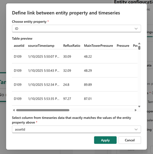 Screenshot of configuring the link property.