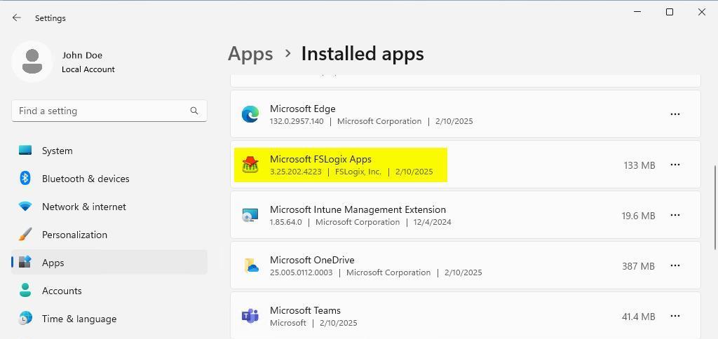 list of installed apps