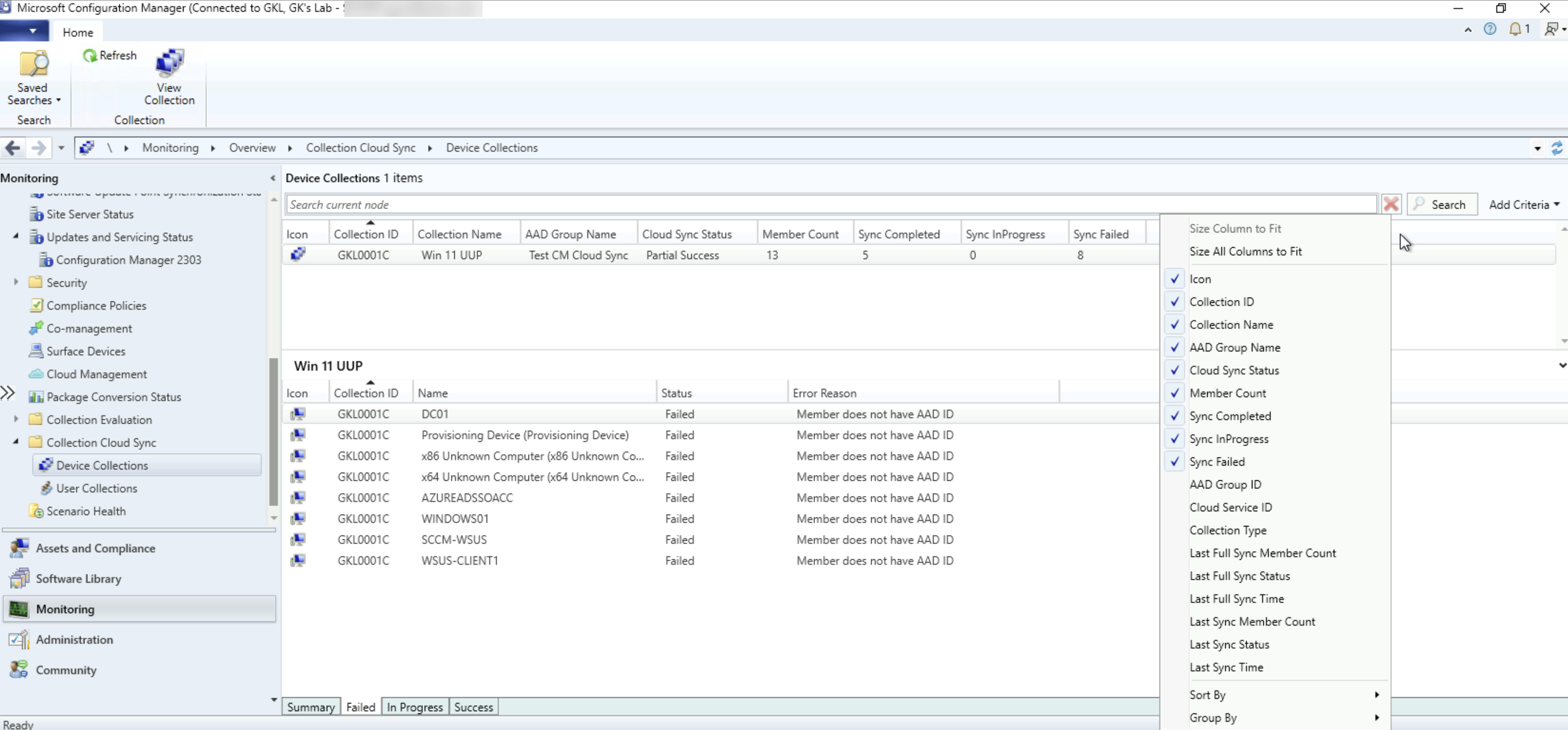 Screenshot of Collections Cloud Sync Status.