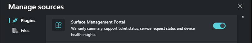 Screenshot that shows the select for **Surface Management Portal** plugin.
