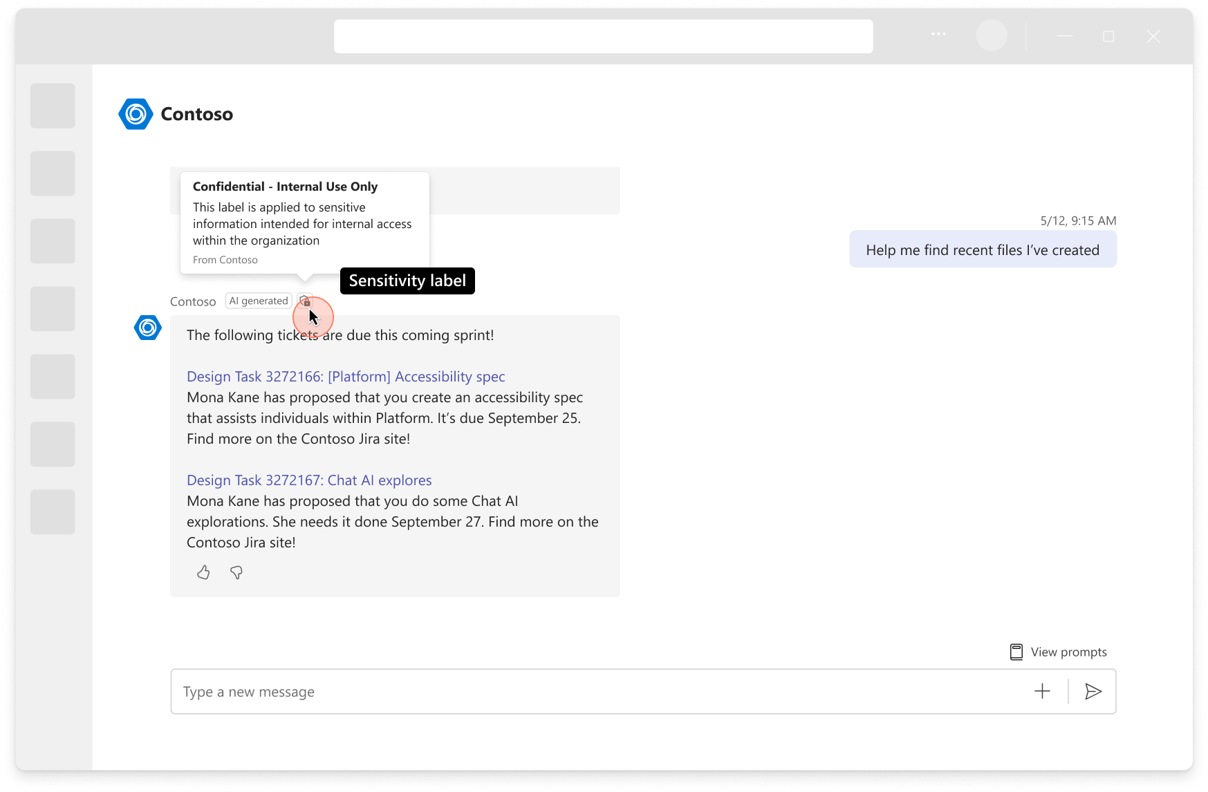 A screenshot of sensitivity labels