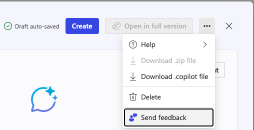 Send feedback in the Copilot Studio