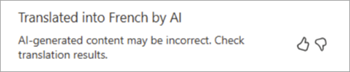 Screenshot of the feedback notification for translation.