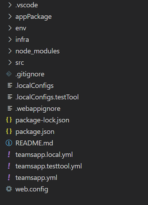 Screenshot shows the Agents Toolkit sample bot folder Structure.