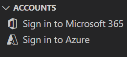 Screenshot shows the Microsoft 365 and Azure sign in option in Agents Toolkit.