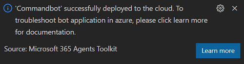 Screenshots shows the deploy confirm.