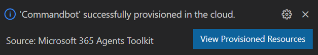 Screenshot shows the provisioning complete dialog.