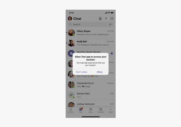 Screenshot shows the mobile ___location permission.