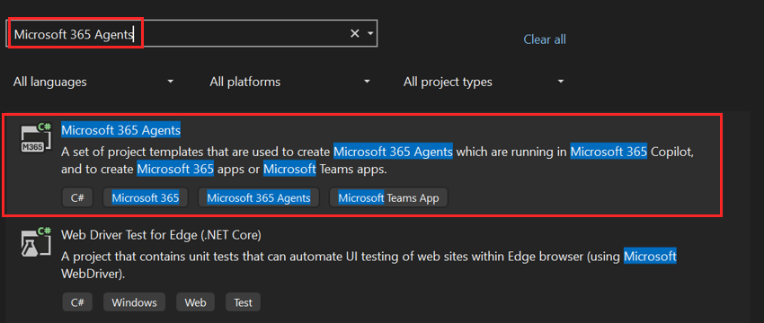 Screenshot shows to create a new project with Next option.