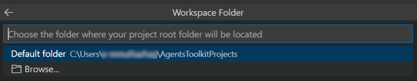 Screenshot shows the selection of browse ___location option.