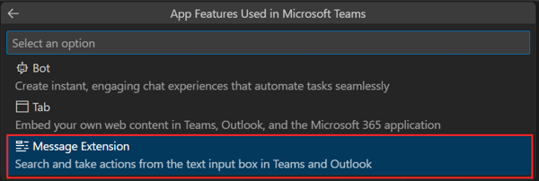 Screenshot shows the option to create a new Teams app.