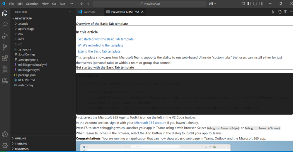 Screenshot shows the app created.