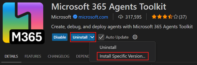 Screenshot shows the option to select other version of Visual Studio Code.