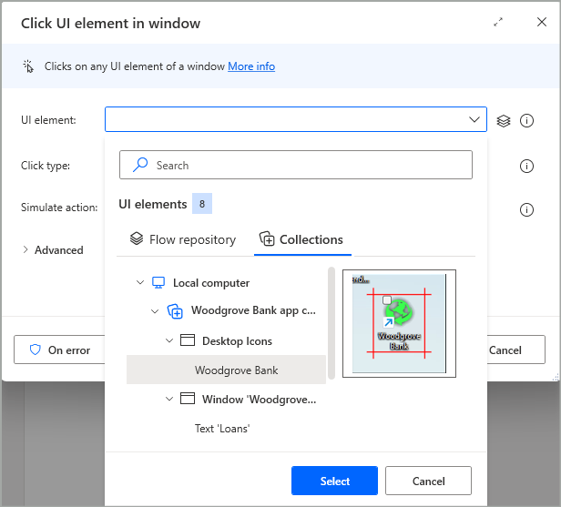 Collections tab in UI and web automation actions