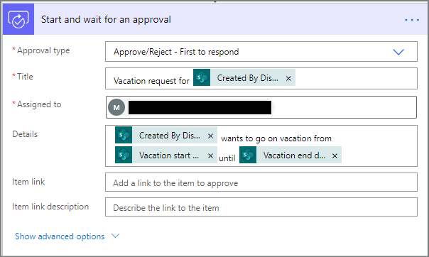 configure Start and wait for an approval.