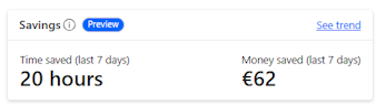 Screenshot of a savings card on cloud flow.