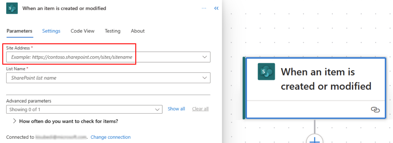 Screenshot that shows trigger site in Copilot.