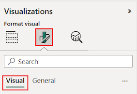 Screenshot of how to access the Format Visual section of the Visualizations pane.