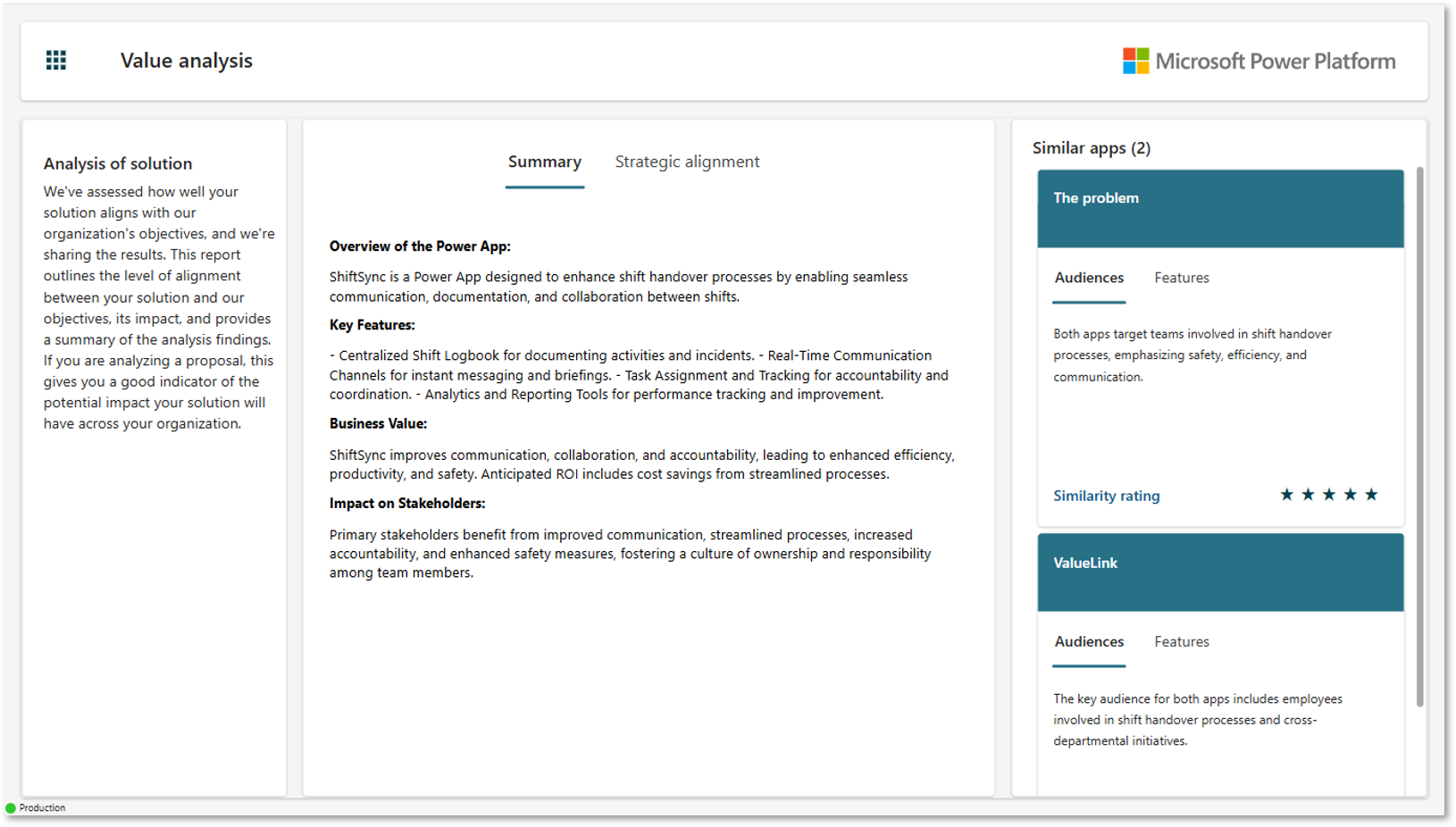 Screenshot of proposal assessment screen.