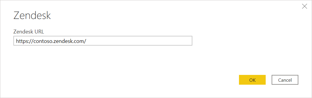 Image with Zendesk URL ___location filled out and ready to select OK.