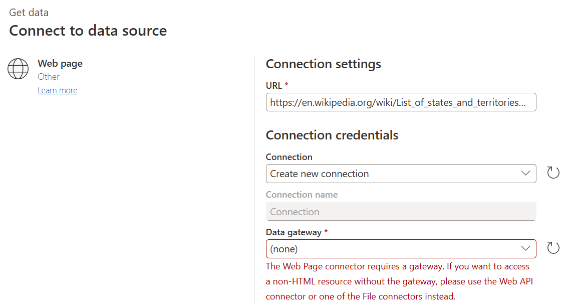 Screenshot of the upper half of the online sign-in page where you enter the web page URL.