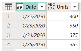 Screenshot of the final table after using locale, with the dates in the Date column set to US format.