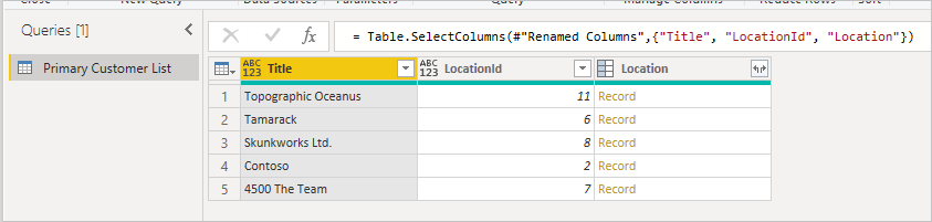 Primary ___location records.