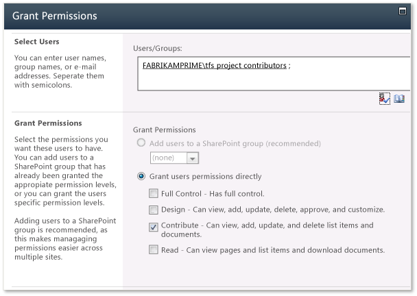 Add group to SharePoint Products