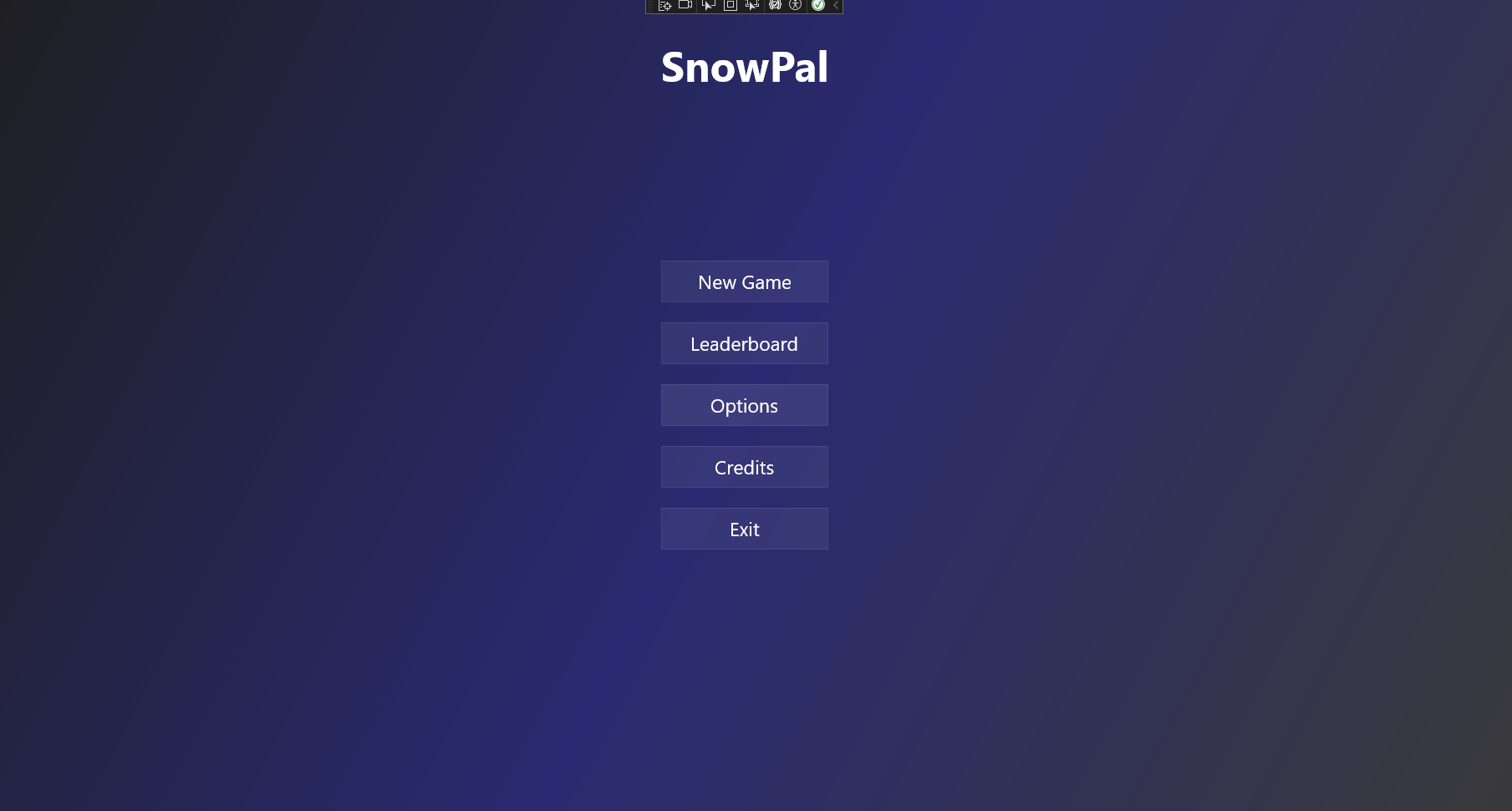 Screenshot of game's main menu.