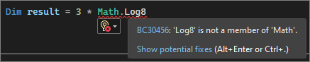 Screenshot of a squiggle underline in Visual Studio.